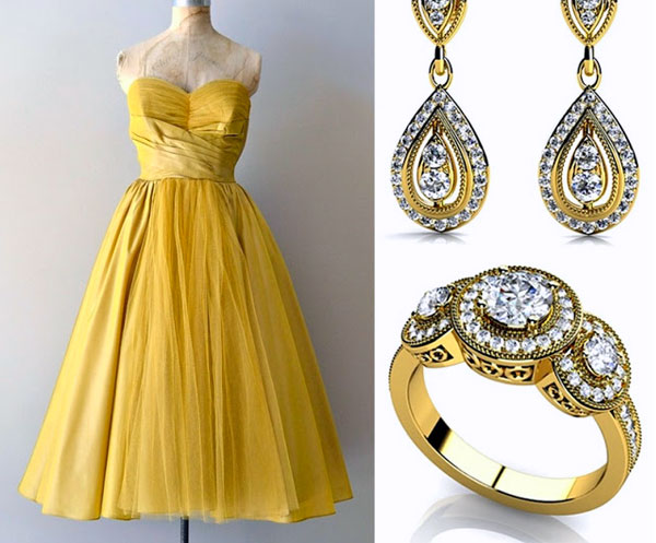 جواهرات و لباس زرد