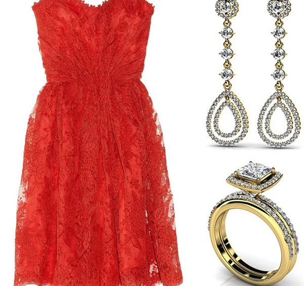 جواهرات و لباس قرمز