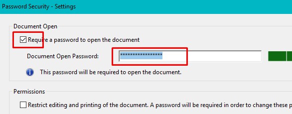 تنظیمات پسورد برای رمزگذاری فایل‌های PDF