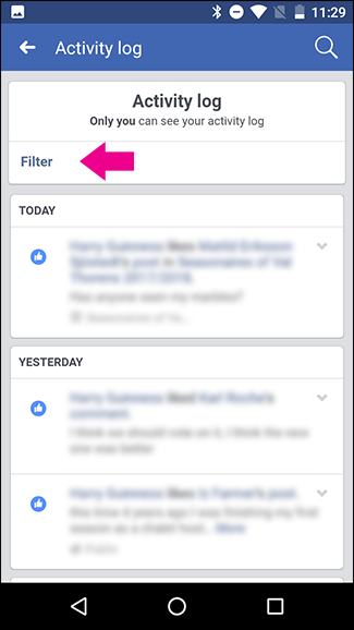 فیلتر تاریخچه جستجو یس بوک
