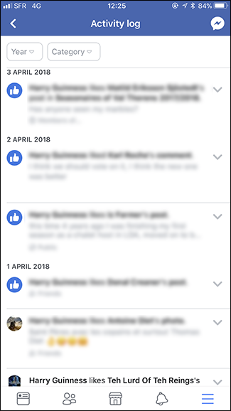 کتگوری تاریخچه جستجو فیس بوک