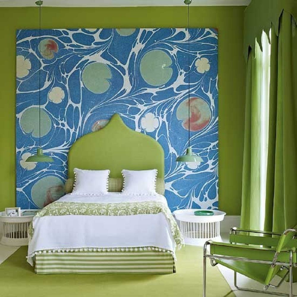 اتاق خواب رنگی آبی و سبز