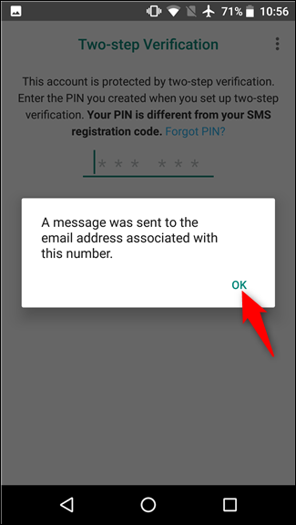 پیام ارسال ایمیل و پین کد فراموش شده