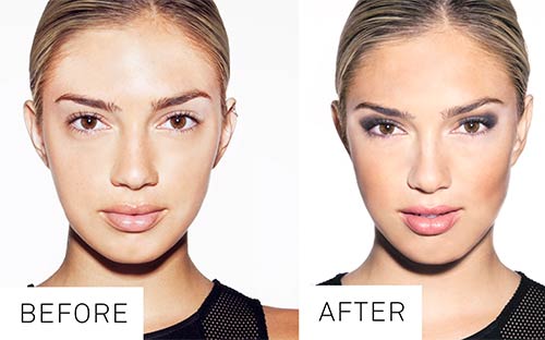 قبل و بعد از آرایش چشم بادامی