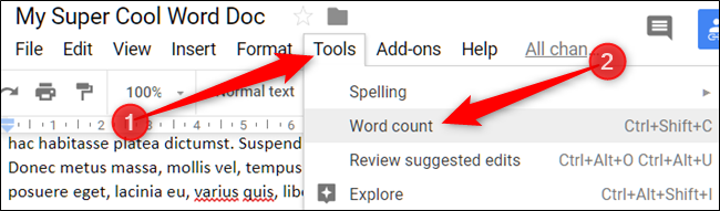 یافتن صفحات و تعداد کلمات در Google Docs