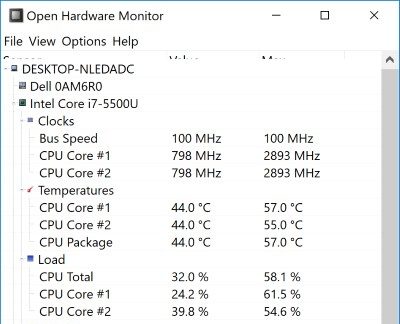 Open Hardware Monitor و CPU